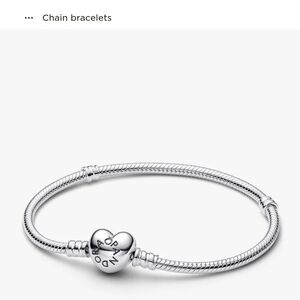 💯 Authentuc Pandora Silver Chain Bracelet with Heart Clasp 16"